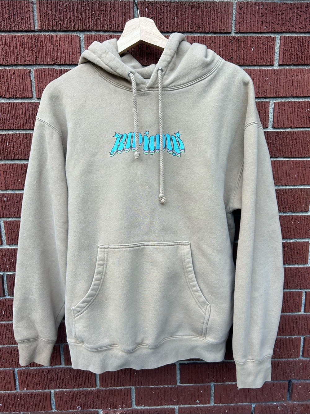 RIPNDIP Tears From Heaven Tan Psychedelic Cat Graphic Hoodie Medium